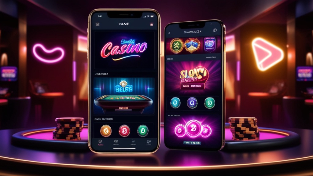 Mobiele casino-interface op een smartphone met lobby, spellen en live tafel