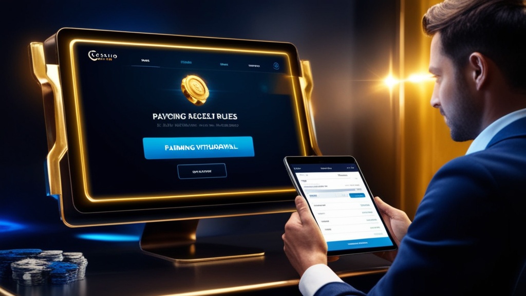 Uitbetalingsscherm en bonusvoorwaarden in een donkere casino-setting