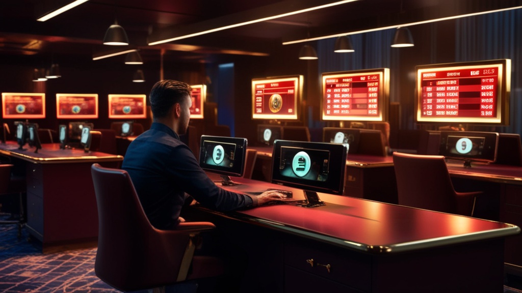 Donkere casino-scène met een pending opname tijdens het weekend.